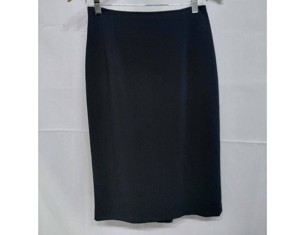LOUBEN Wool Blend Pencil Skirt Black Solid Lined Women Size 2